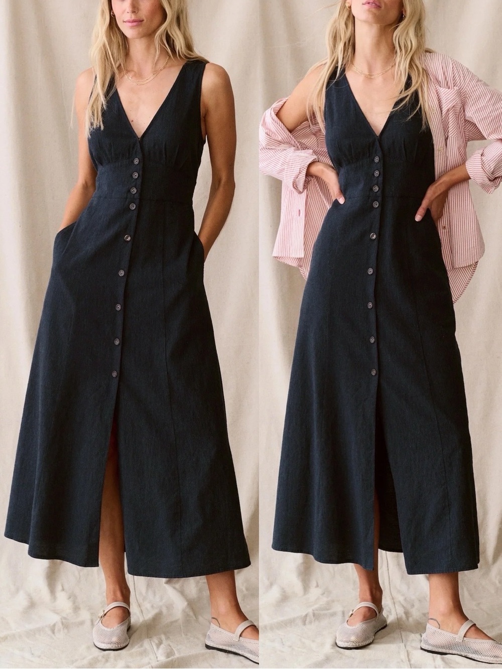 Marine Layer Camila Maxi Dress - Extra Small / Black Xs new with tags NWT